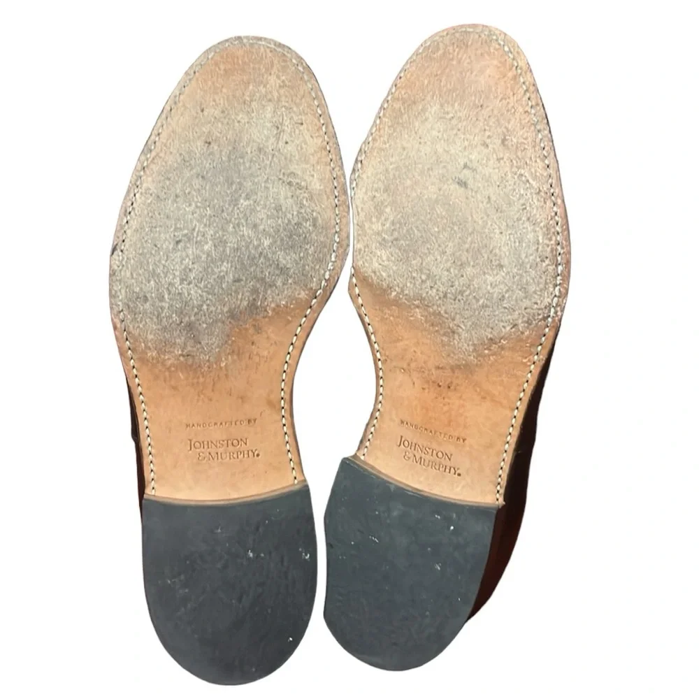Johnston & Murphy Size 10 Black Dress Melton Cap Toe Shoes